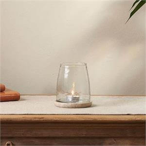 Nkuku Sikkim Marble & Recycled Glass Tealight Holder Clear